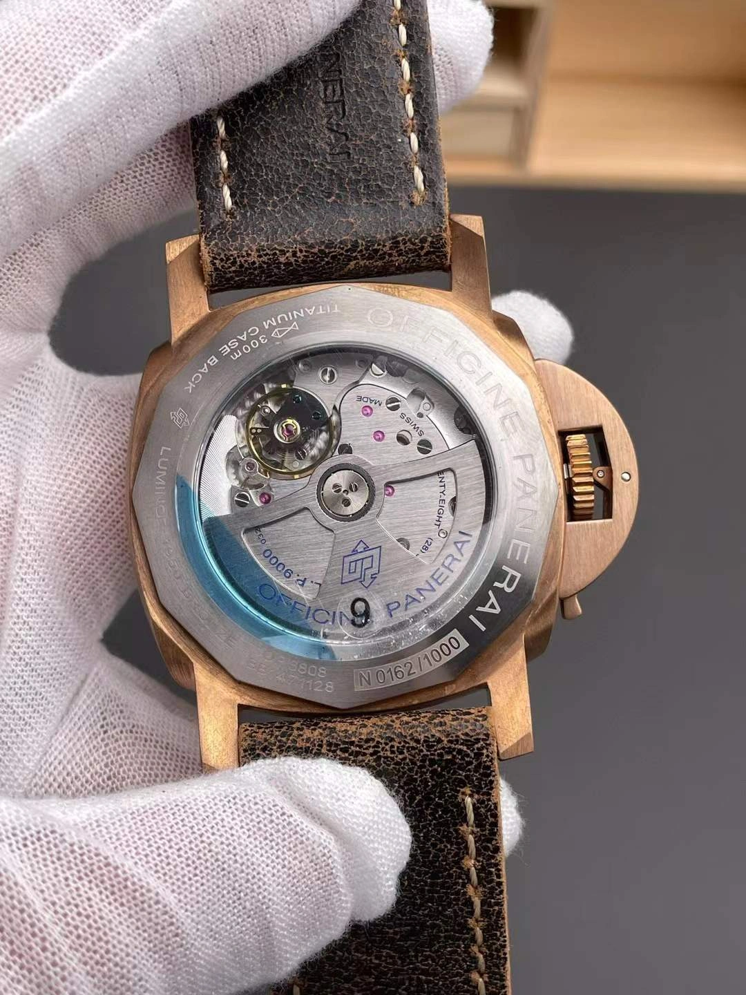 CBD Factory Panerai Submersible 47mm1950 Matte Olive Green Dial Bronzo Bezel Brown Leather Strap (PAM00382)1:1 Super Clone – DDP.9000 Movement Seasonal 392